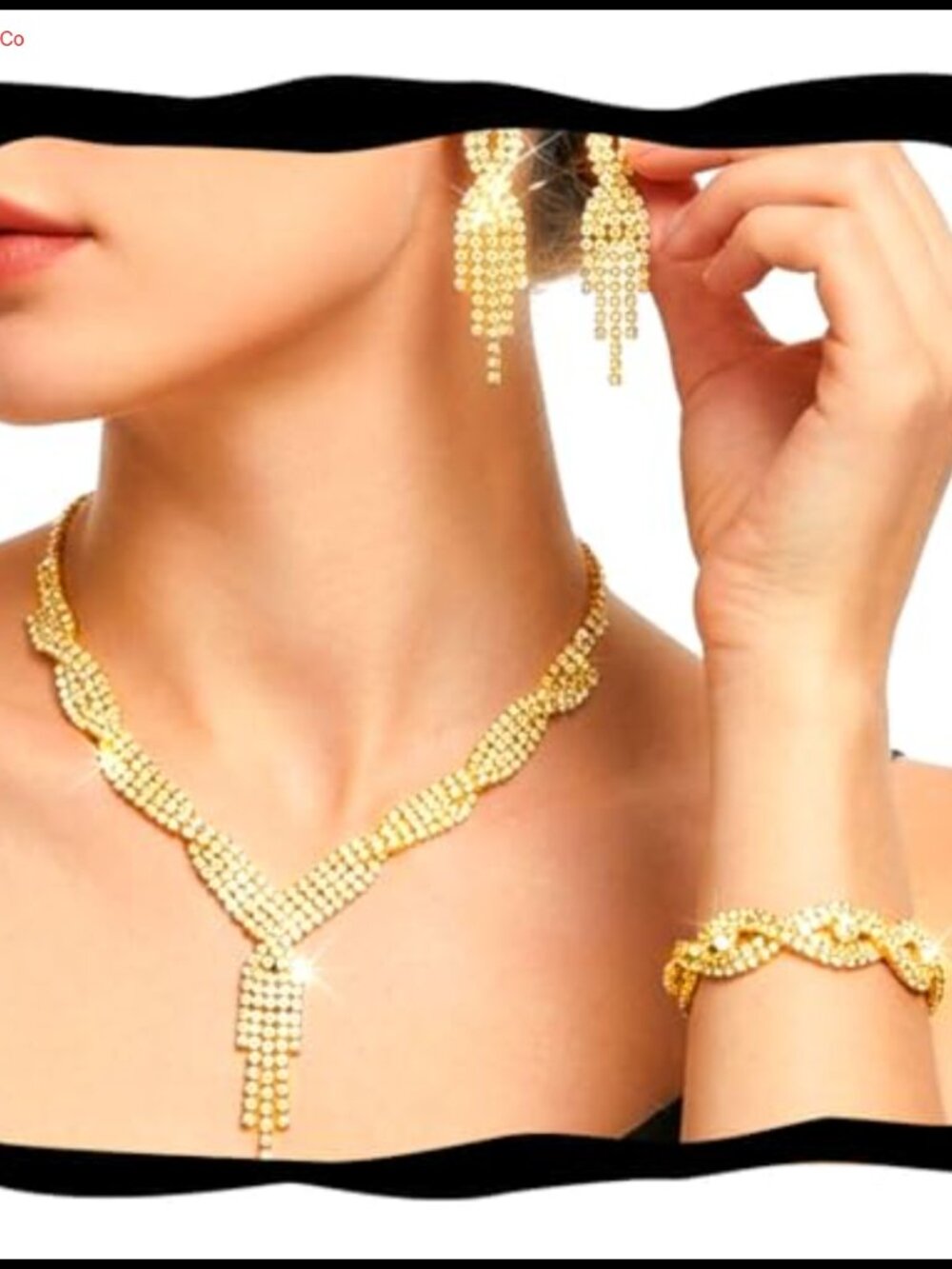 Rhinestone Bridal Jewelry Set Necklace Earrings Bracelet Wedding Formal